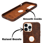 Deecase Premium Leather Finish with Metallic Logo Ring Cutout Phone Case for iPhone 14 Pro