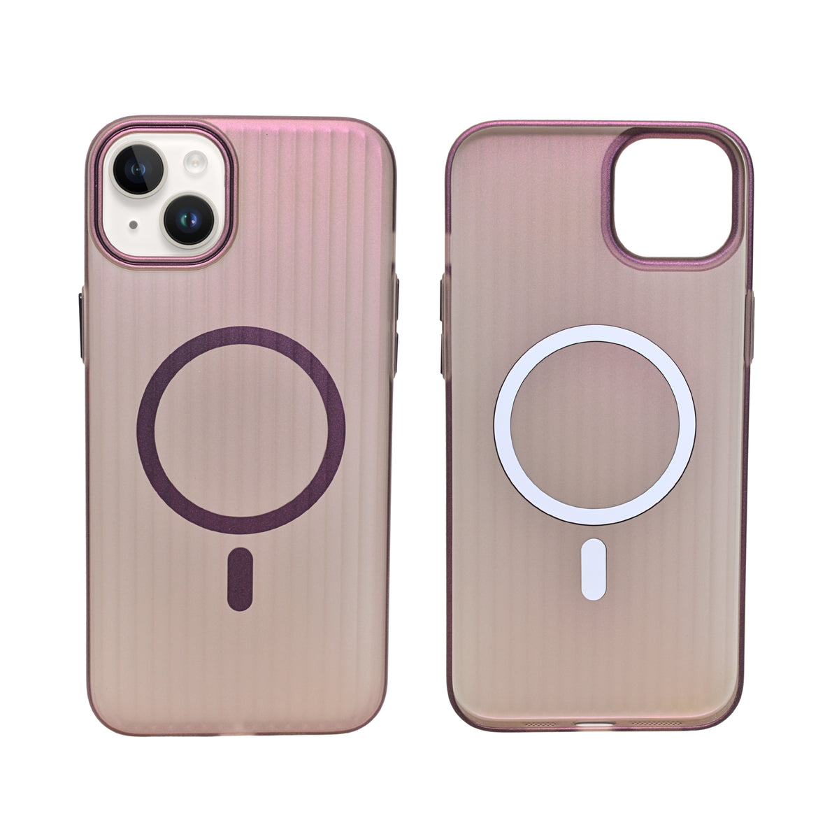 Tinted Transparent Corrugated Texture MagSafe Compatible Phone Case for iPhone 14Plus/ 15Plus
