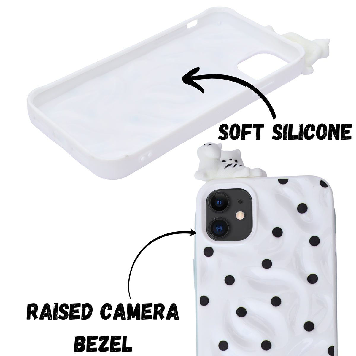3D Cartoon Character with Polka Dots Soft Phone Case for iPhone 11