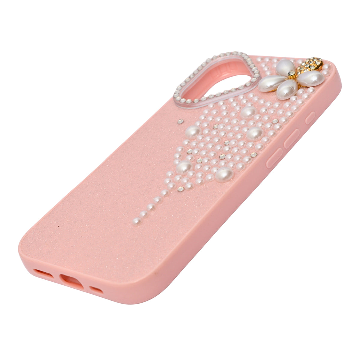 Luxury Glitter Finish with 3D Pearl Flower Design Phone Case for iPhone 17