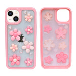 3D Pink Floral Pearl Design Protective Phone Case for iPhone 13 / 14