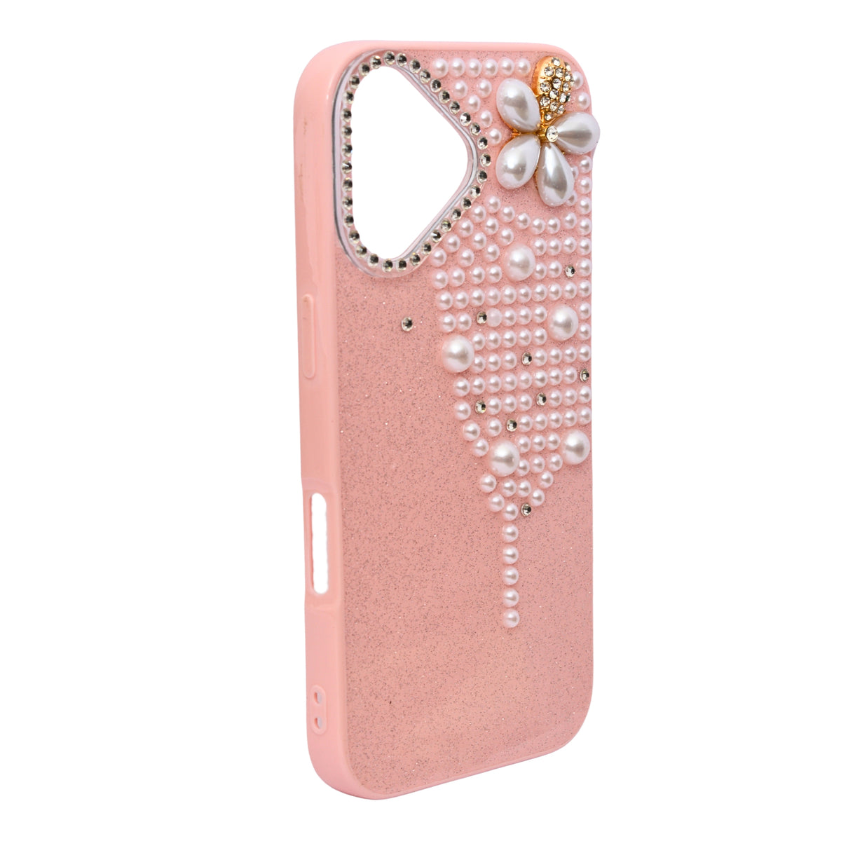 Luxury Glitter Finish with 3D Pearl Flower Design Phone Case for iPhone 17