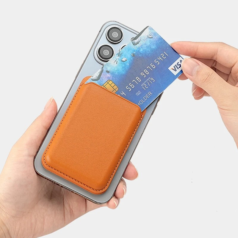 Magnetic MagSafe Leather Wallet Case with Kickstand – Slim & Secure for iPhone