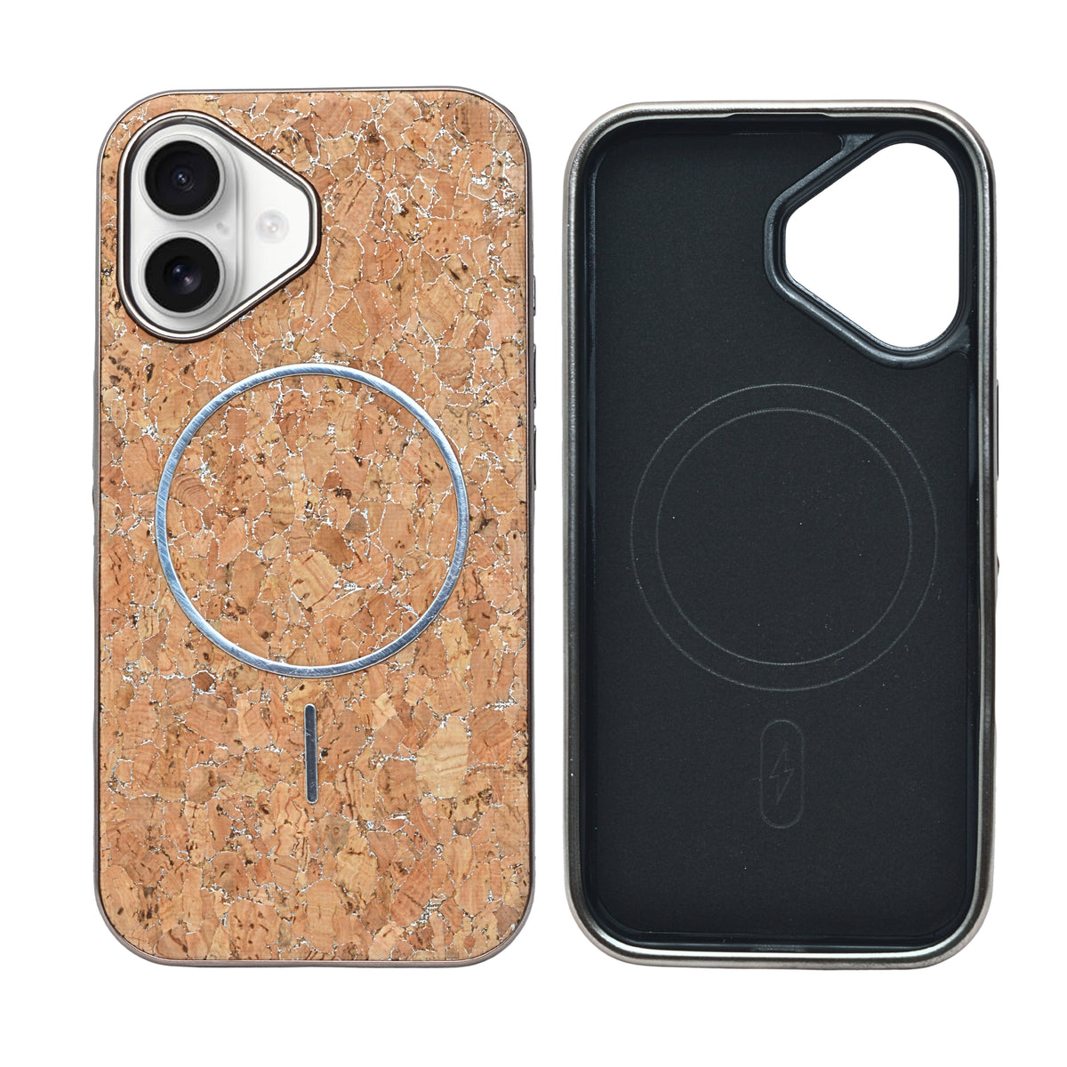 Cork Texture Printed MagSafe Compatible Phone Case for iPhone 16