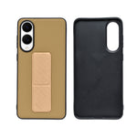 Elegant Leather Finish Kickstand Phone Case for Samsung Galaxy S25 Edge