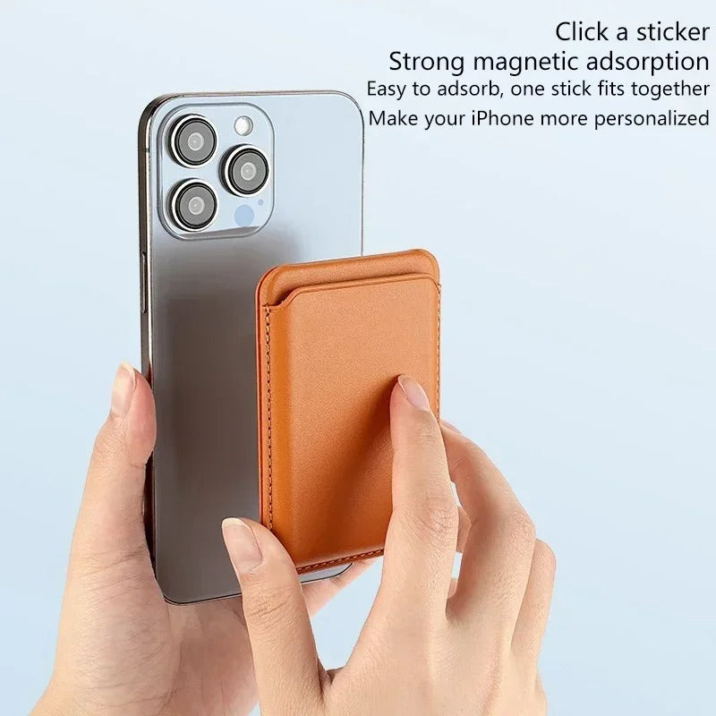 Magnetic MagSafe Leather Wallet Case with Kickstand – Slim & Secure for iPhone