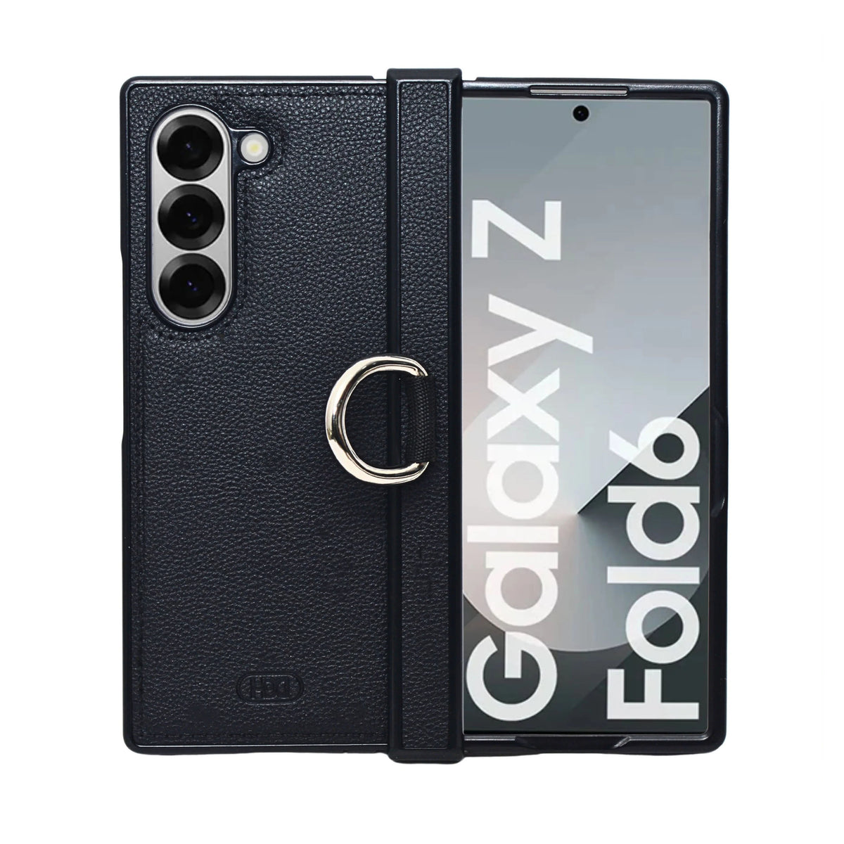 Luxury Leather Texture Case with Metal Ring Holder for Samsung Galaxy Z Fold 6