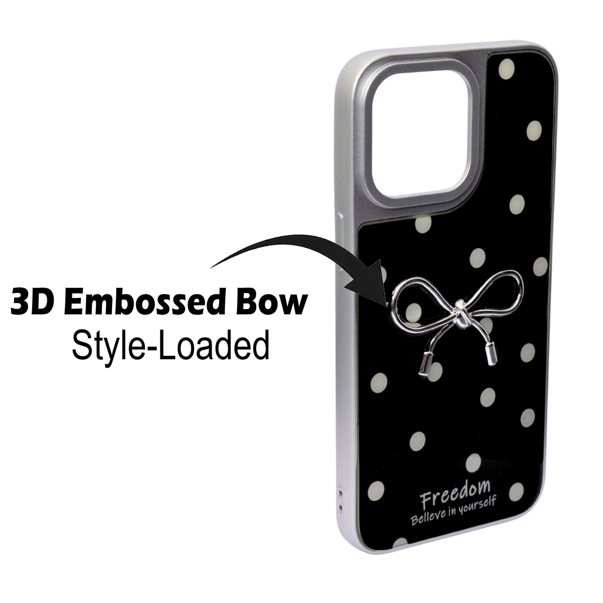 Stylish Polka Dot Bow Cover For iPhone 15 Pro