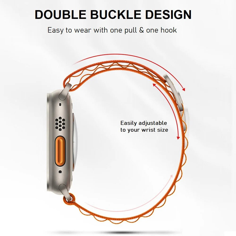 Alpine Nylon Loop Band with Metal G-Hook for iWatch 49mm (Ultra 2/Ultra), 45mm, 44mm, 42mm (Series 10/9/8/7/6/5/4/3/2/1/SE) – Adjustable & Secure Fit