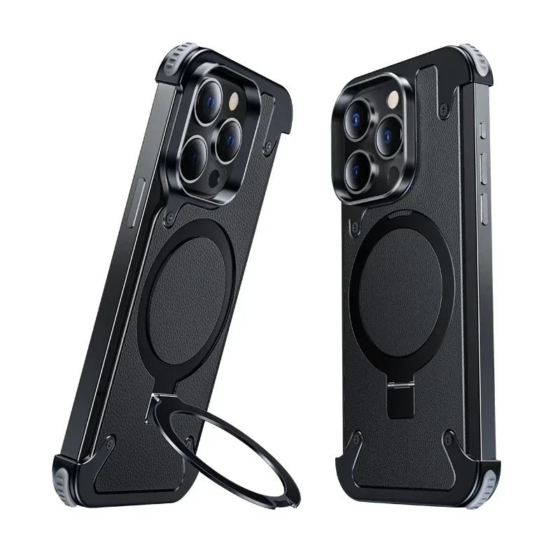 Heavy-Duty Metal Screw Armor Rotating Magnetic Ring Stand Case for Your iPhone