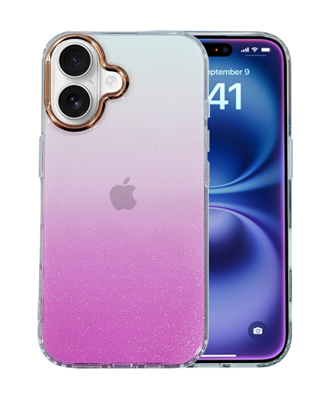 Transparent Gradual Change Glitter Color Arts & Crac Glitter Case for iPhone 16 Plus