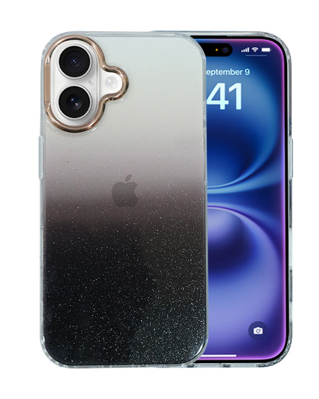 Transparent Gradual Change Glitter Color Arts & Crac Glitter Case for iPhone 16 Plus