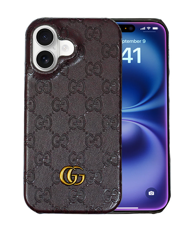 Luxury GG Embossed Case for iPhone 16 – Stylish Protection and Elegance