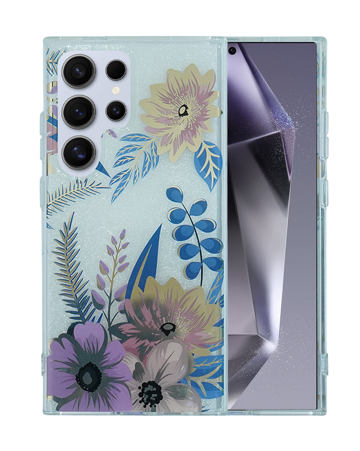 Elegant FloralStylish & Protective Case with Glitter Accents for Samsung Galaxy S24 Ultra