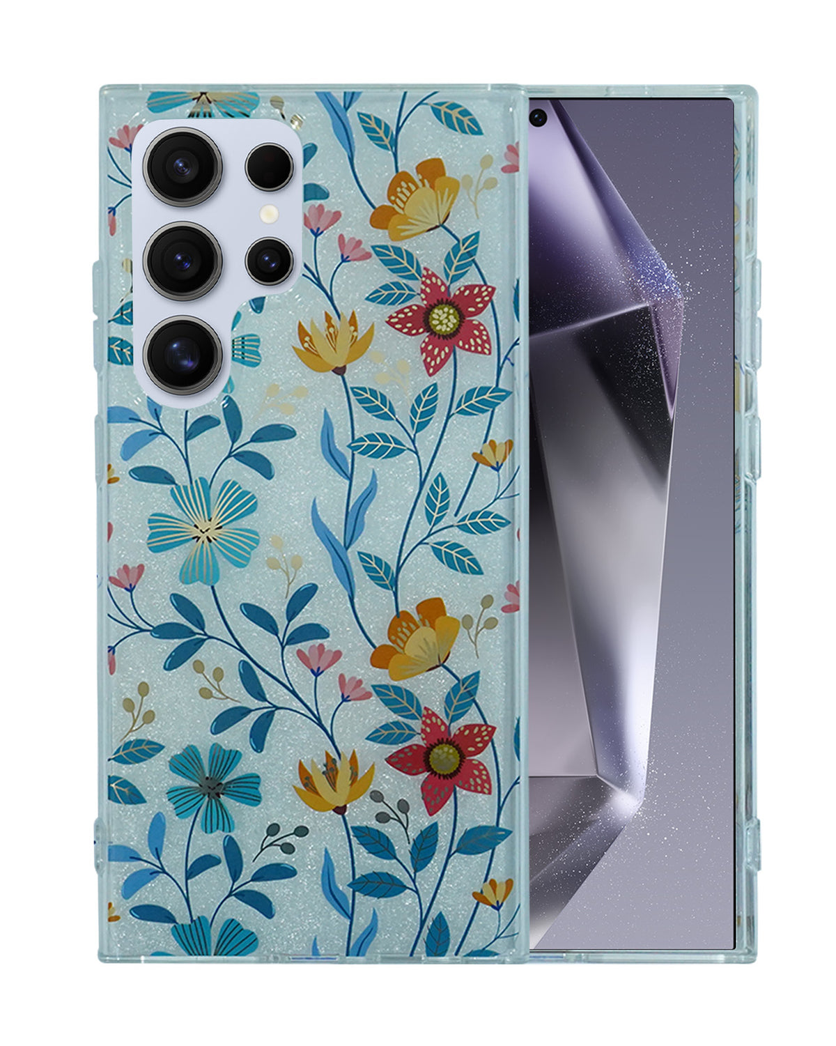 Elegant FloralStylish & Protective Case with Glitter Accents for Samsung Galaxy S24 Ultra