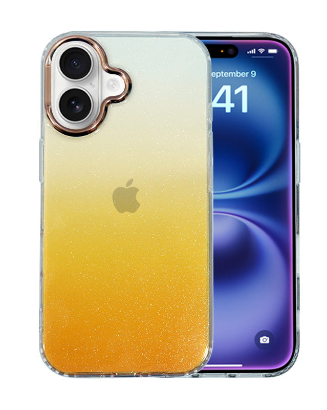 Transparent Gradual Change Glitter Color Arts & Crac Glitter Case for iPhone 16 Plus