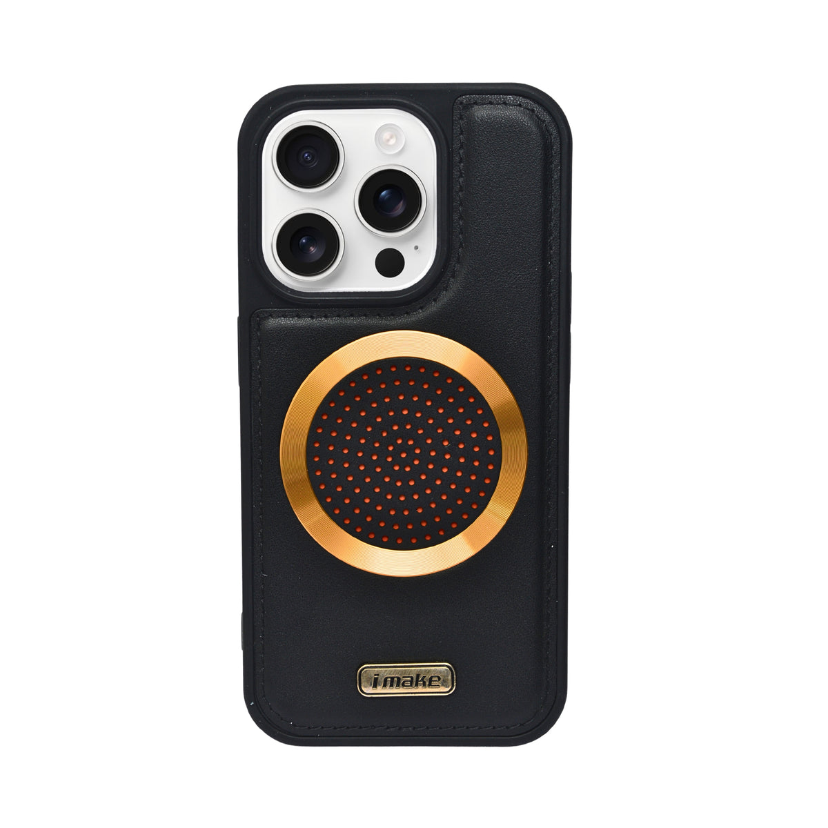 Premium Leather Magsafe Compatible with Perforated Detailing Phone Case for iPhone 15 Pro