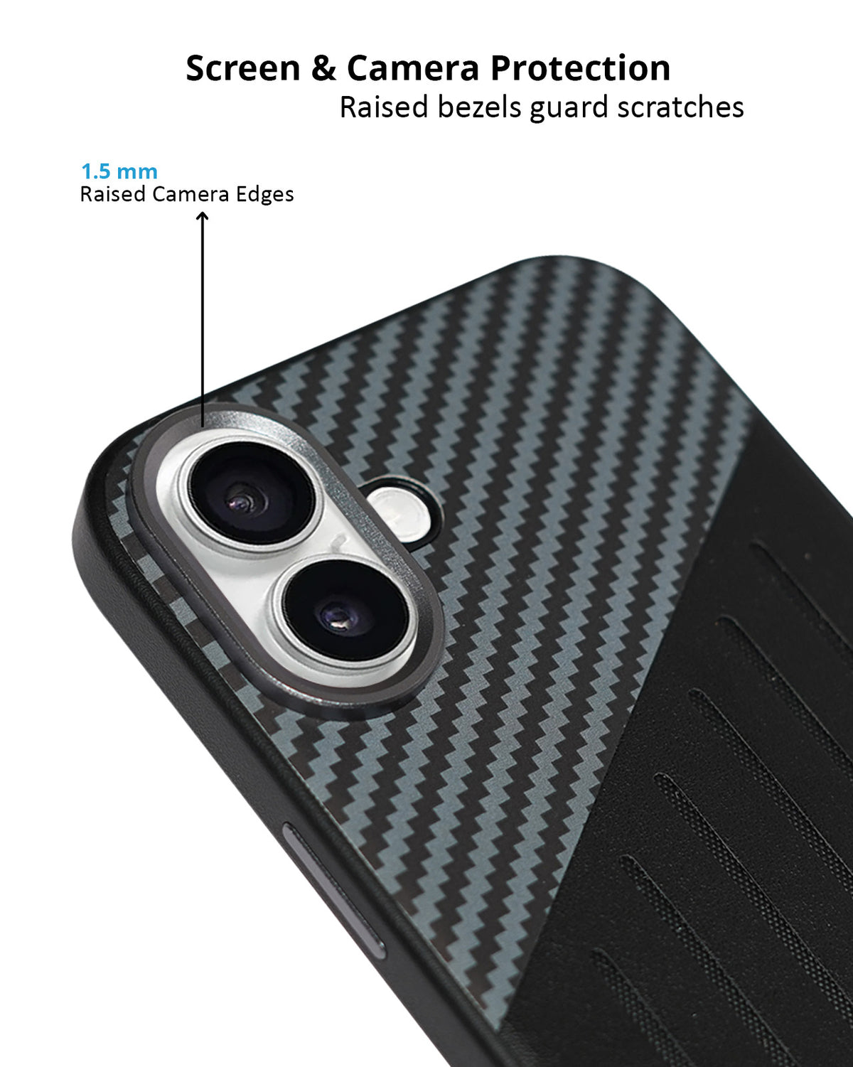 Carbon Fiber Leather Texture Kevlar Anti-Fall Protective Case for iPhone 16