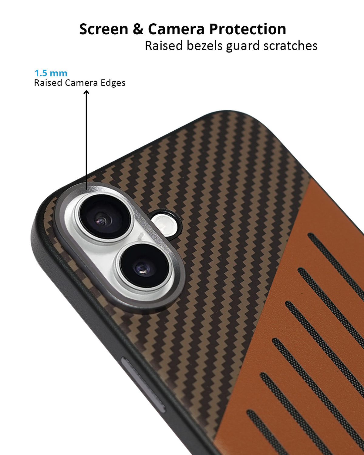 Carbon Fiber Leather Texture Kevlar Anti-Fall Protective Case for iPhone 16