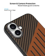 Carbon Fiber Leather Texture Kevlar Anti-Fall Protective Case for iPhone 16