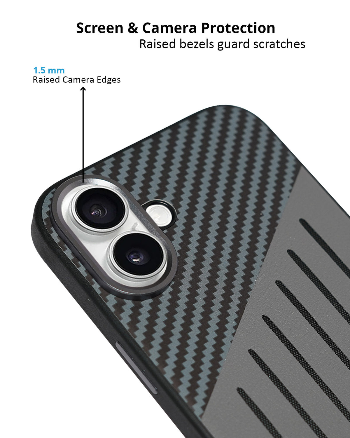 Carbon Fiber Leather Texture Kevlar Anti-Fall Protective Case for iPhone 16