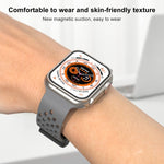 Magnetic Clasp Adjustable Silicone iWatch Band for 49mm (Ultra 2/Ultra), 45mm, 44mm, 42mm – Compatible with Series 10/9/8/7/6/5/4/3/2/1/SE