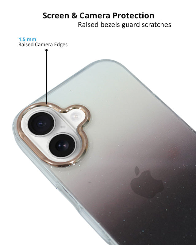 Transparent Gradual Change Glitter Color Arts & Crac Glitter Case for iPhone 16 Plus