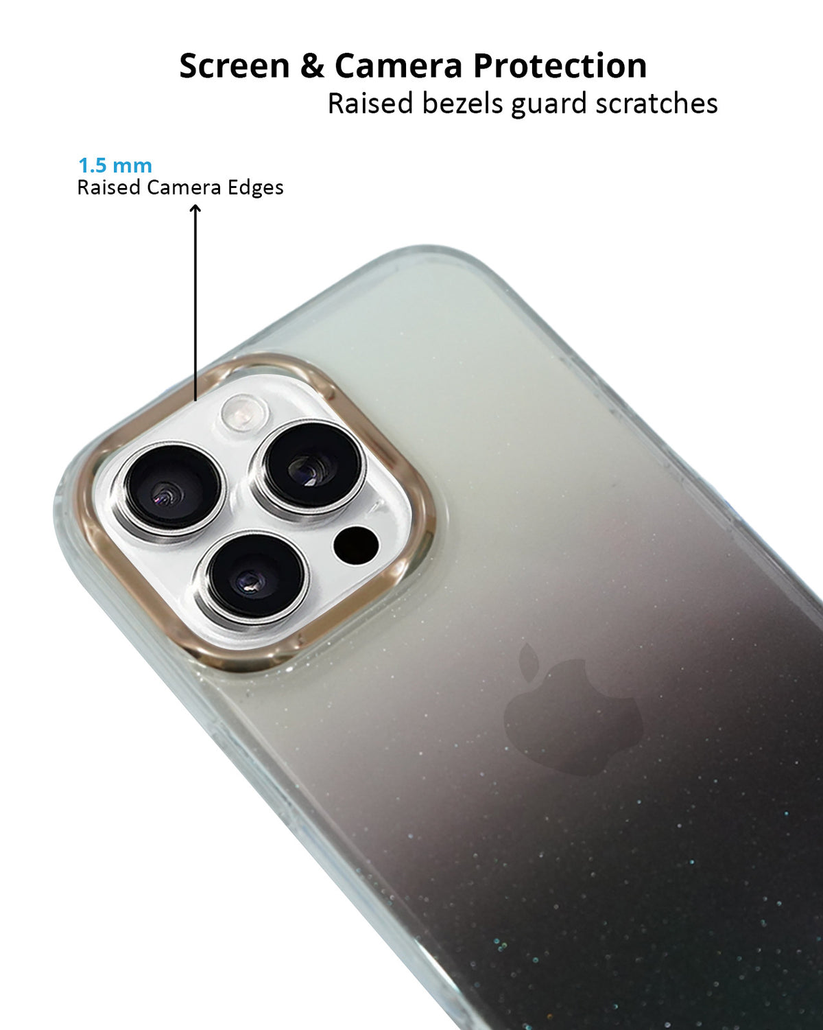 Transparent Gradual Change Glitter Color Arts & Crac Glitter Case for iPhone 16 Pro