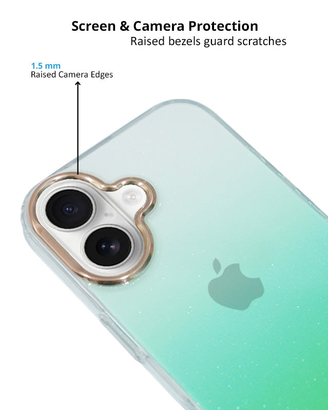 Transparent Gradual Change Glitter Color Arts & Crac Glitter Case for iPhone 16 Plus