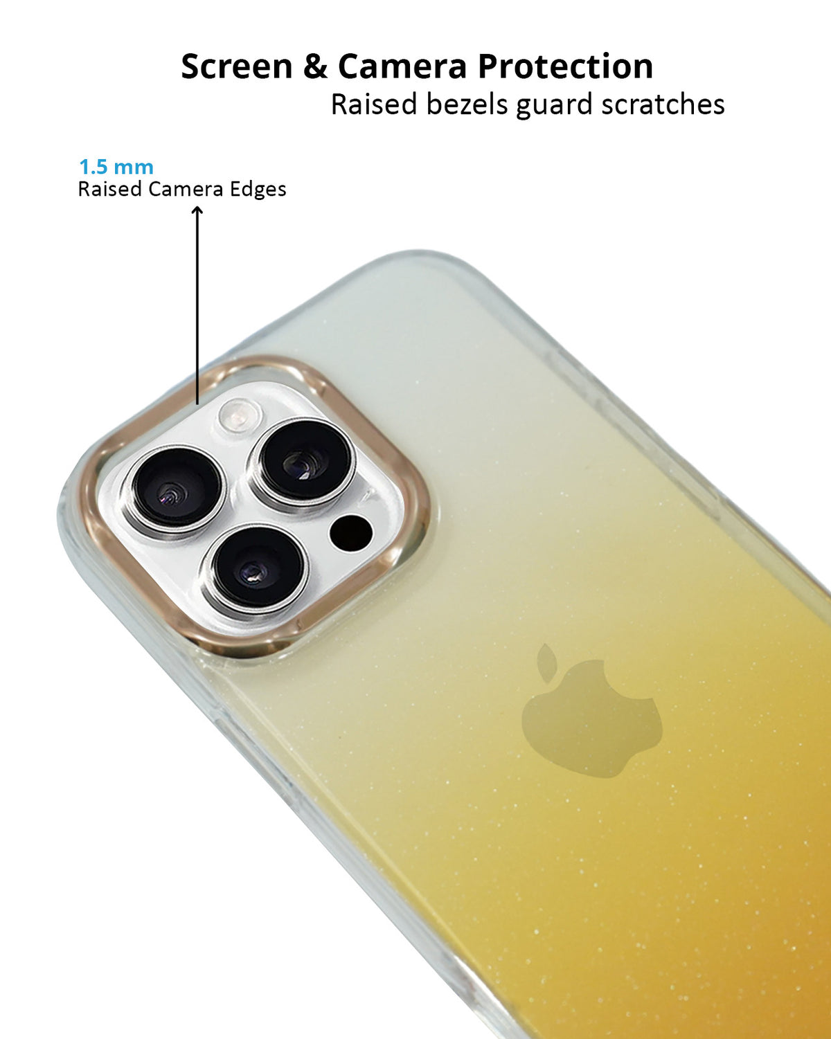 Transparent Gradual Change Glitter Color Arts & Crac Glitter Case for iPhone 16 Pro