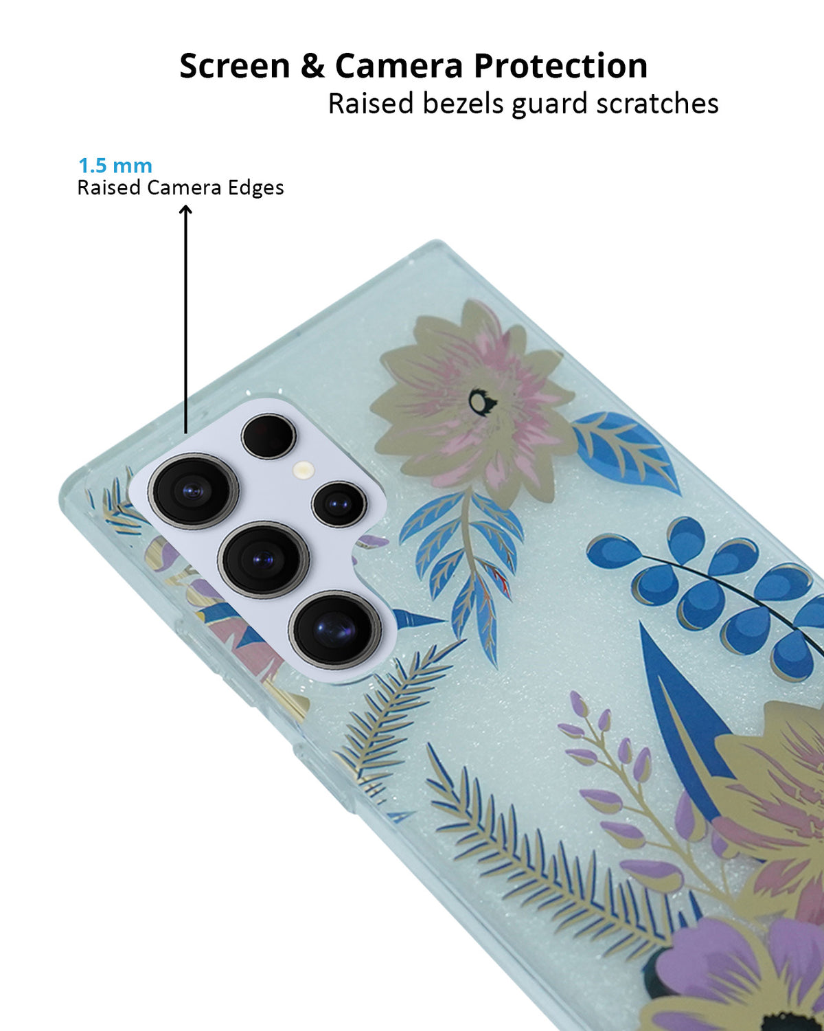 Elegant FloralStylish & Protective Case with Glitter Accents for Samsung Galaxy S24 Ultra