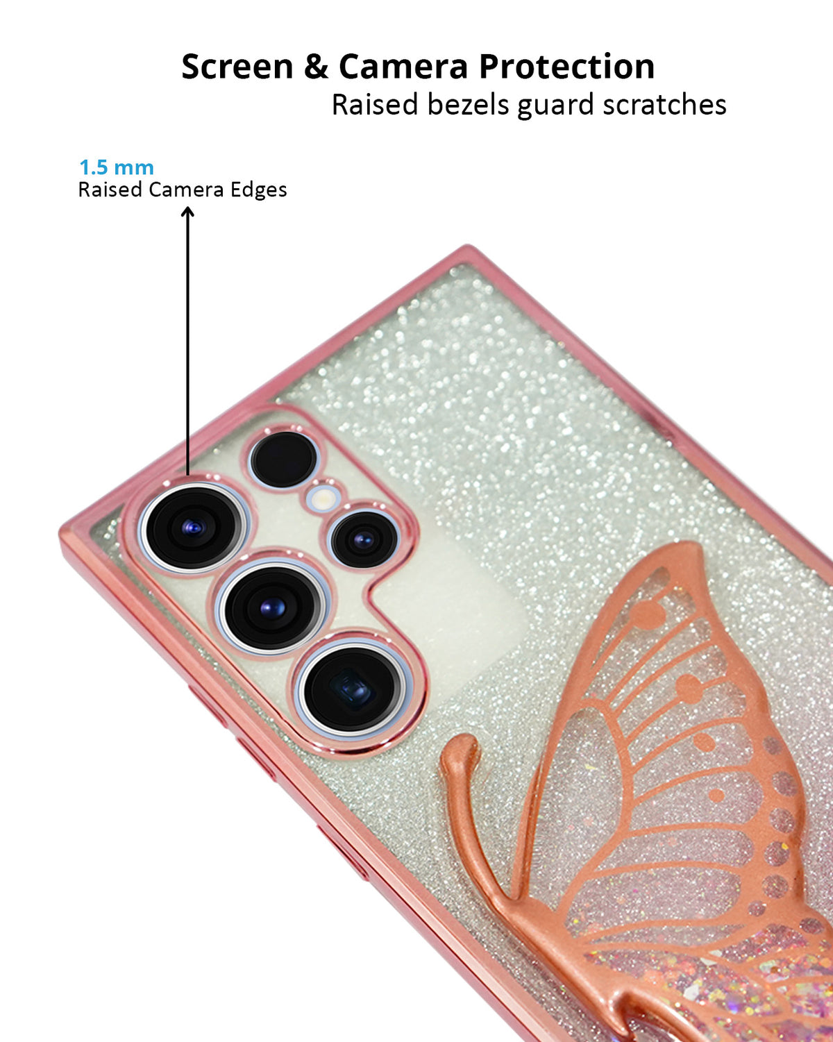 Stylish Luxury Eye Catching Butterfly Glitter Case for Samsung Galaxy S23 Ultra