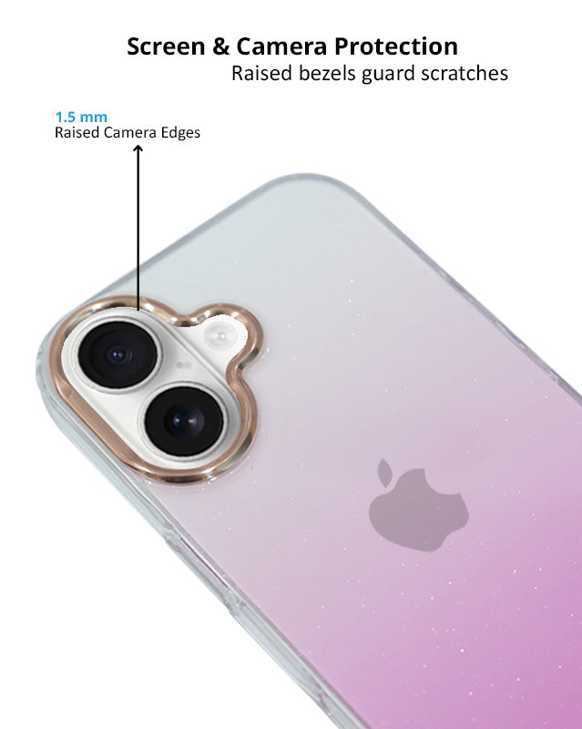 Transparent Gradual Change Glitter Color Arts & Crac Glitter Case for iPhone 16 Plus