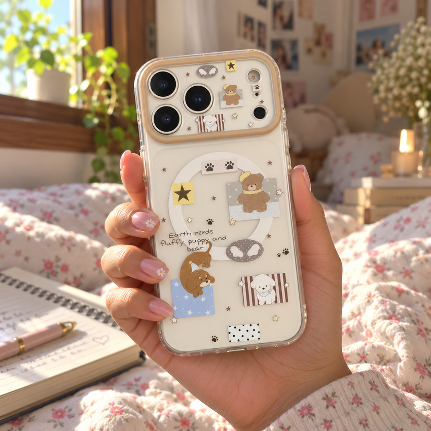 Fluffy Puppy & Bear Matte Cover