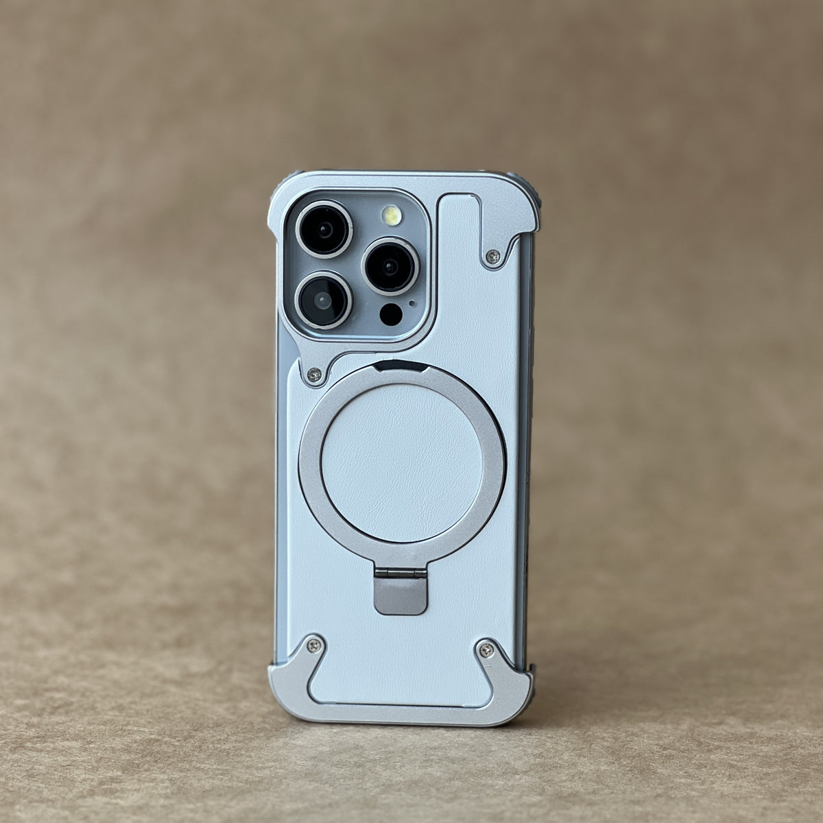Heavy-Duty Metal Screw Armor Rotating Magnetic Ring Stand Case for Your iPhone