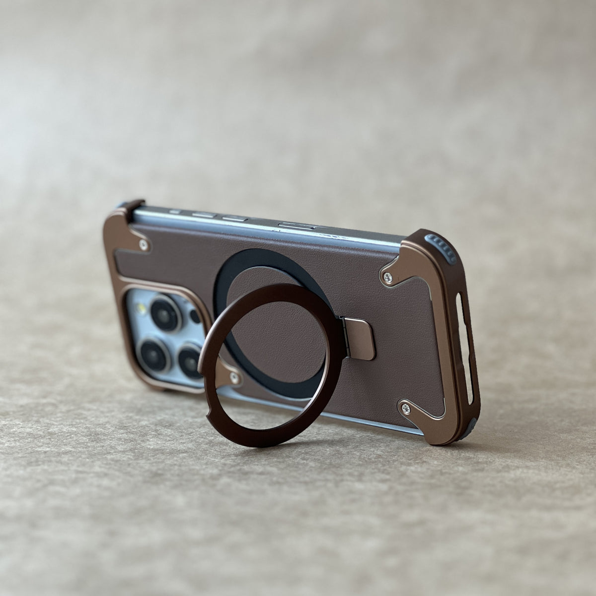 Heavy-Duty Metal Screw Armor Rotating Magnetic Ring Stand Case for Your iPhone