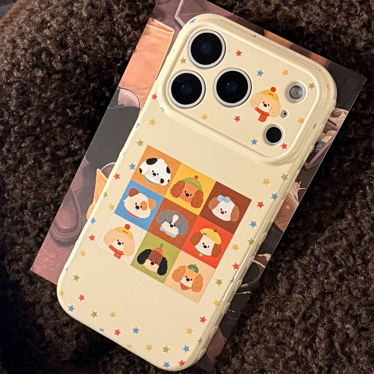 Cartoon Puppy Grid Matte Case
