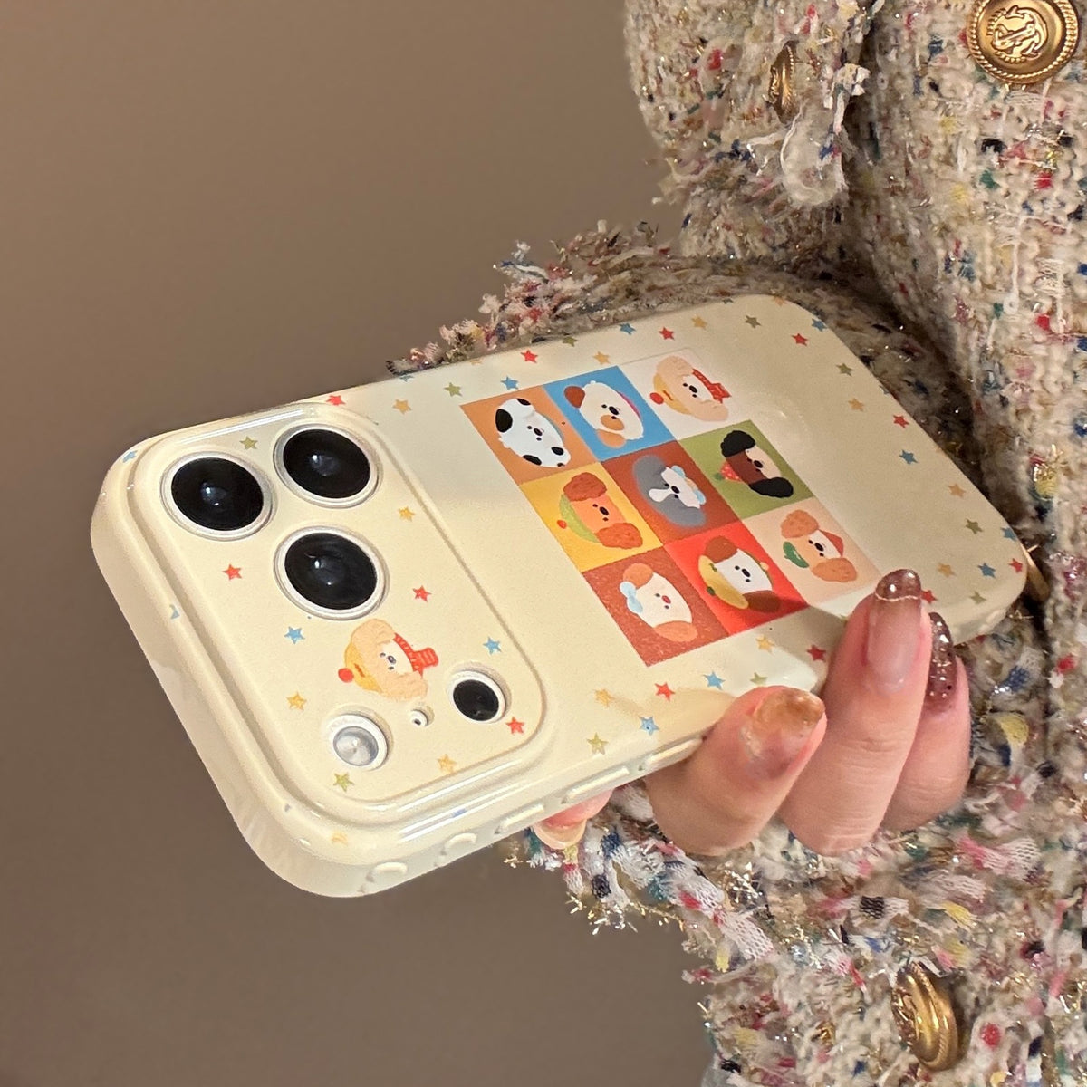 Cartoon Puppy Grid Matte Case