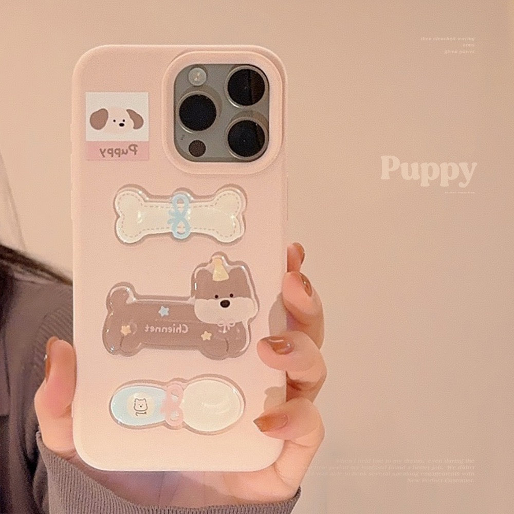Kawaii Cartoon Dog & Bone Soft Silicone