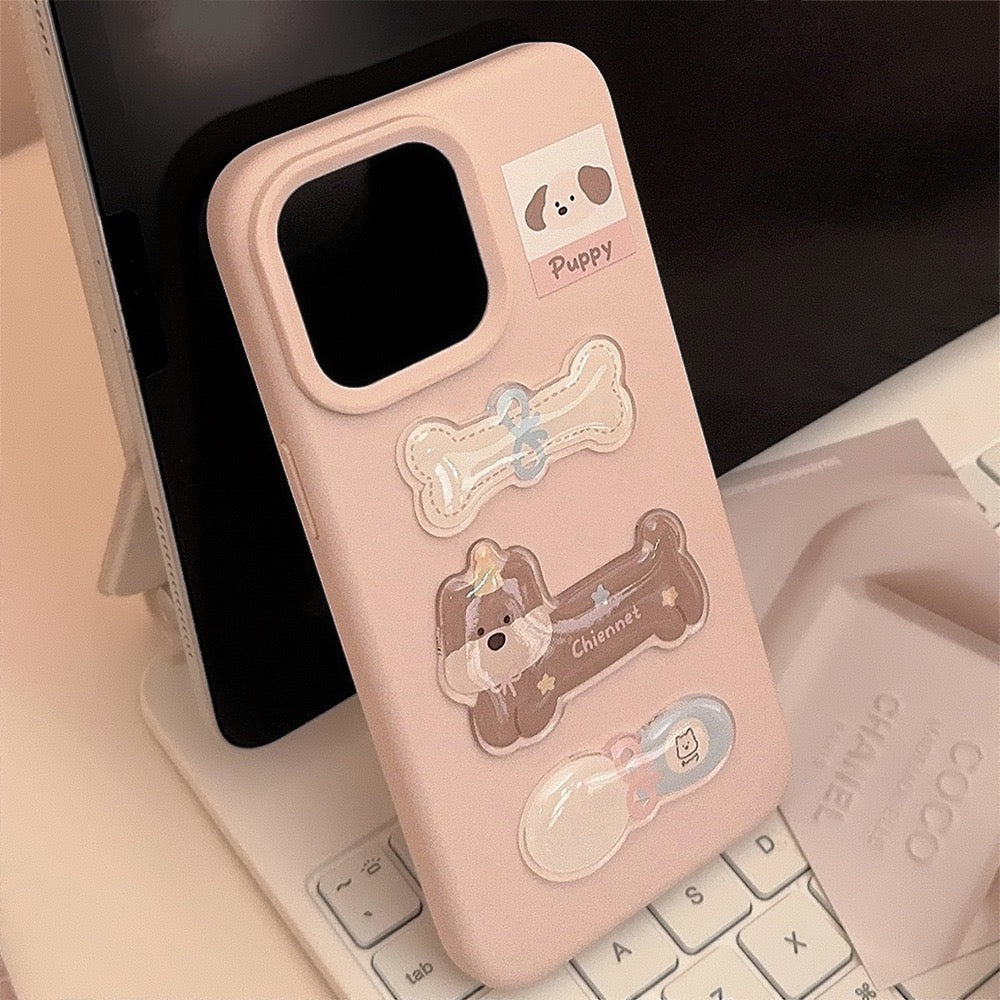 Kawaii Cartoon Dog & Bone Soft Silicone