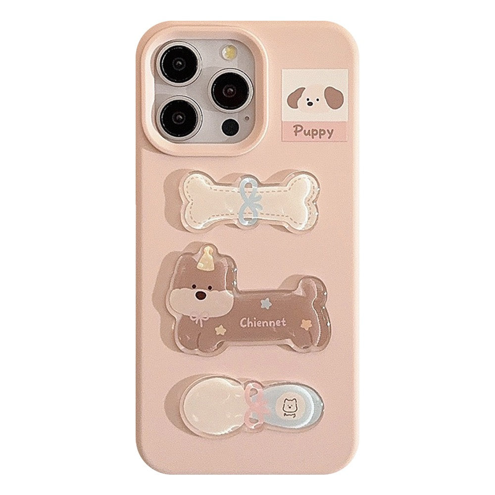 Kawaii Cartoon Dog & Bone Soft Silicone