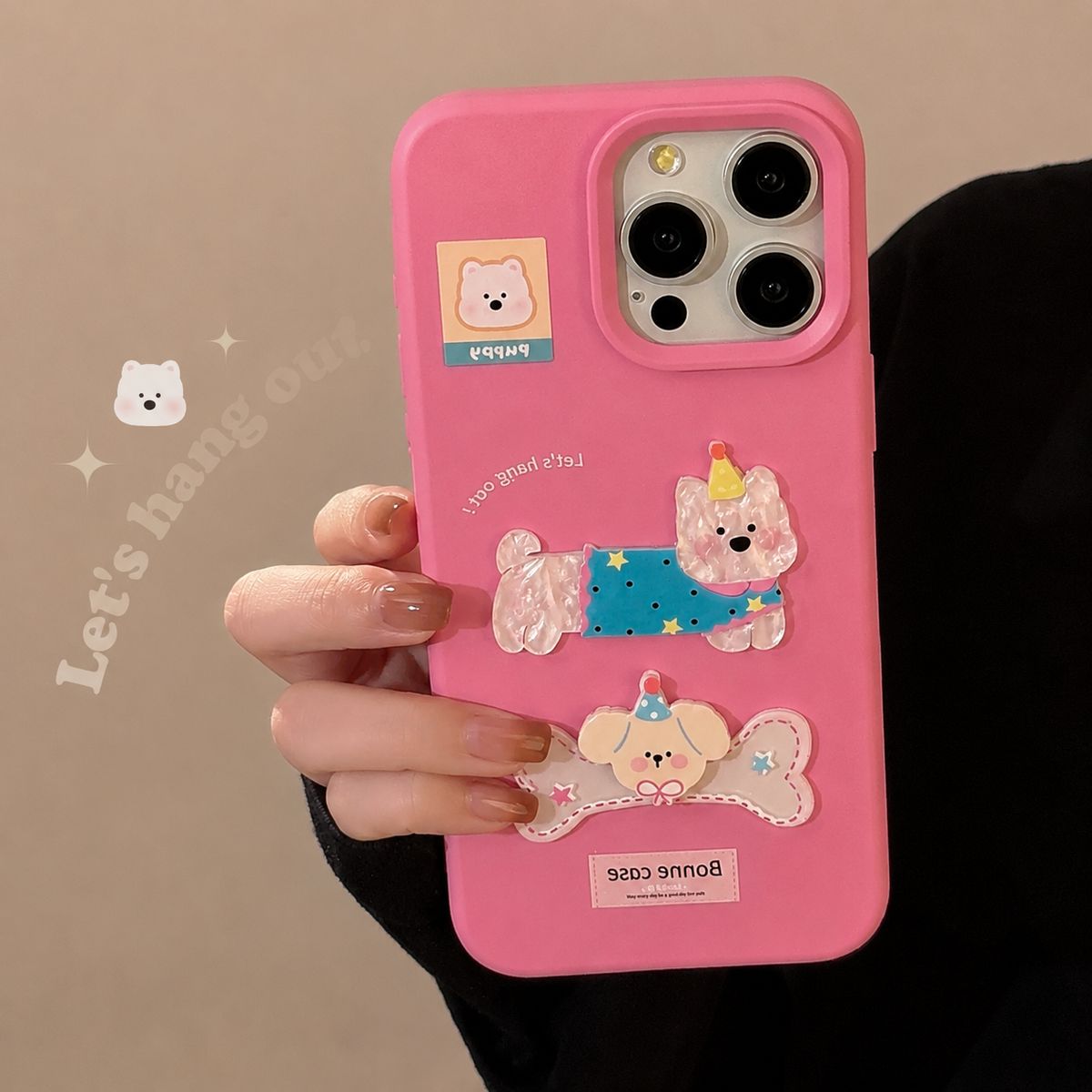 Puffy Puppy & Bone Charm Case