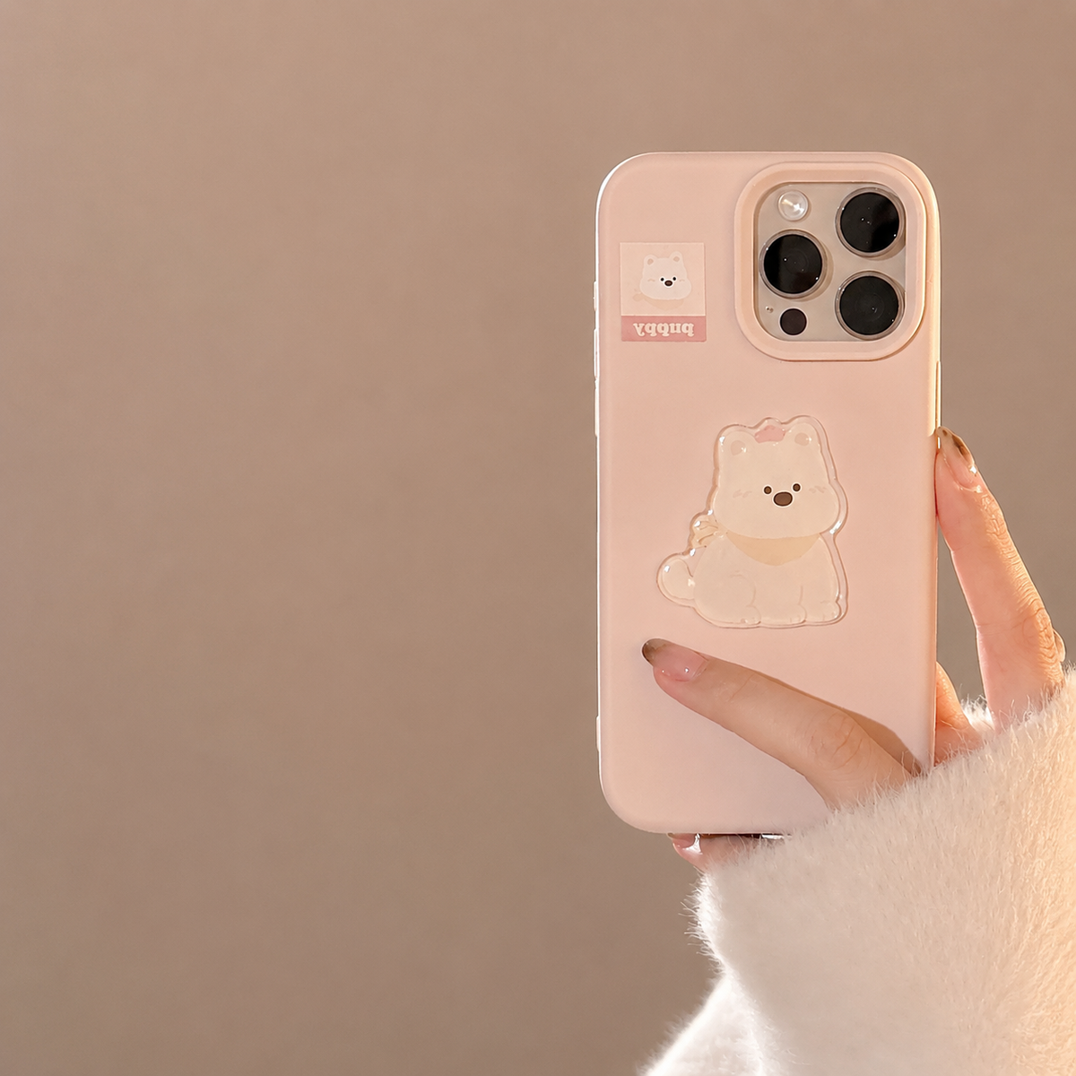 Aesthetic Pastel Pink 3D Puffy Puppy Case