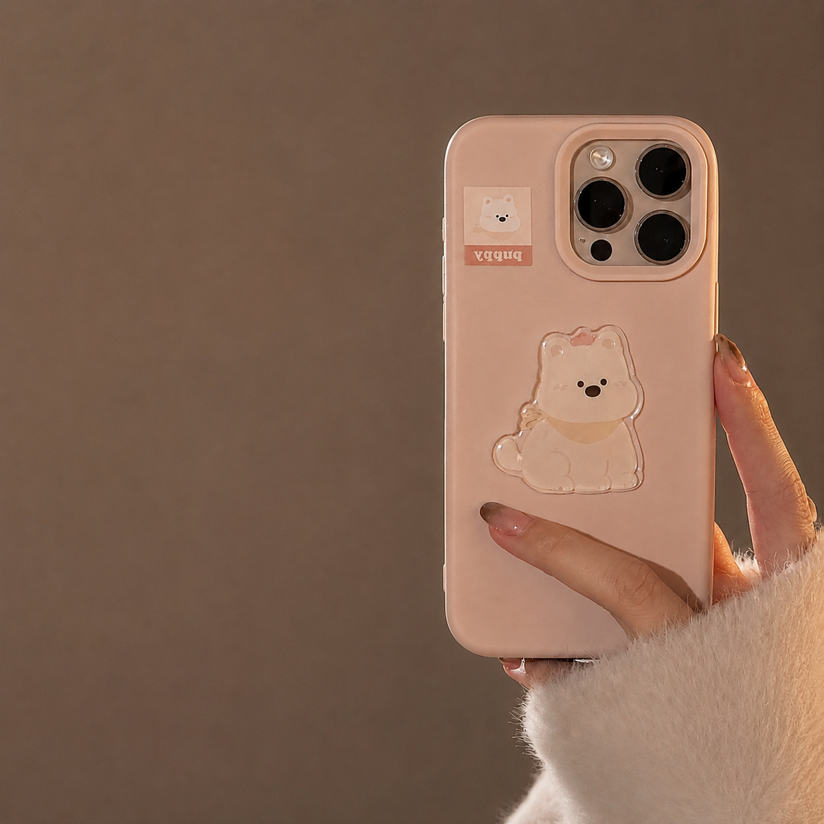 Aesthetic Pastel Pink 3D Puffy Puppy Case