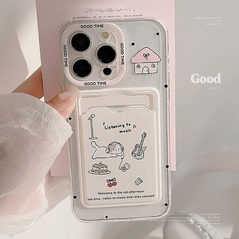 Cute Kitty Music Card Holder Case