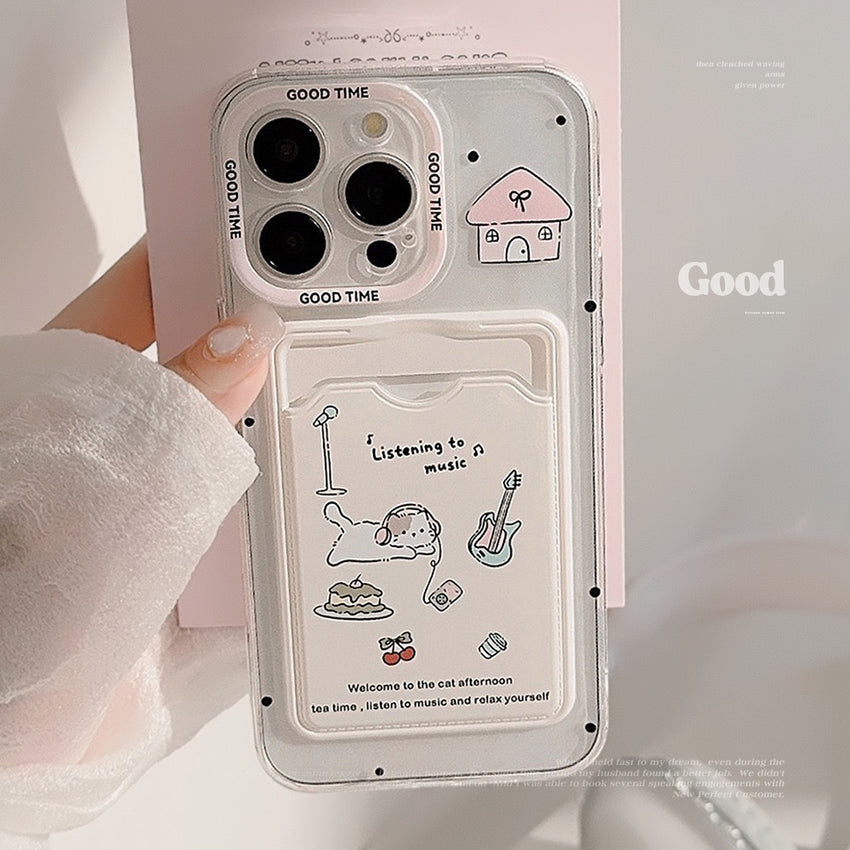 Cute Kitty Music Card Holder Case
