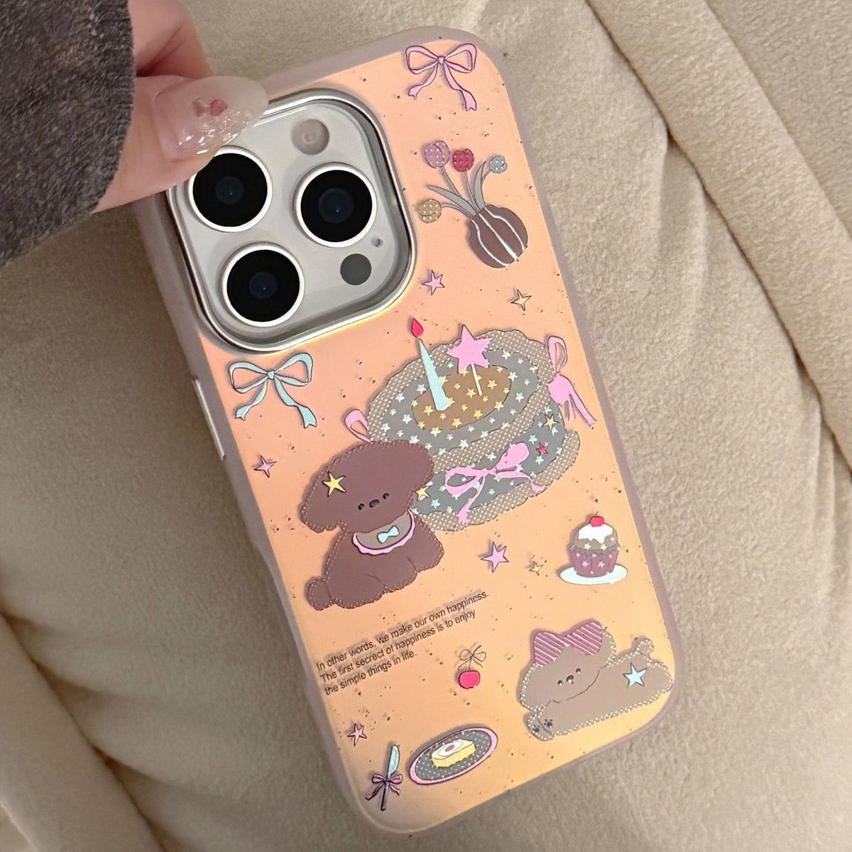 Aesthetic Pastel Purple Glitter Birthday Cake & Toy Poodle Case