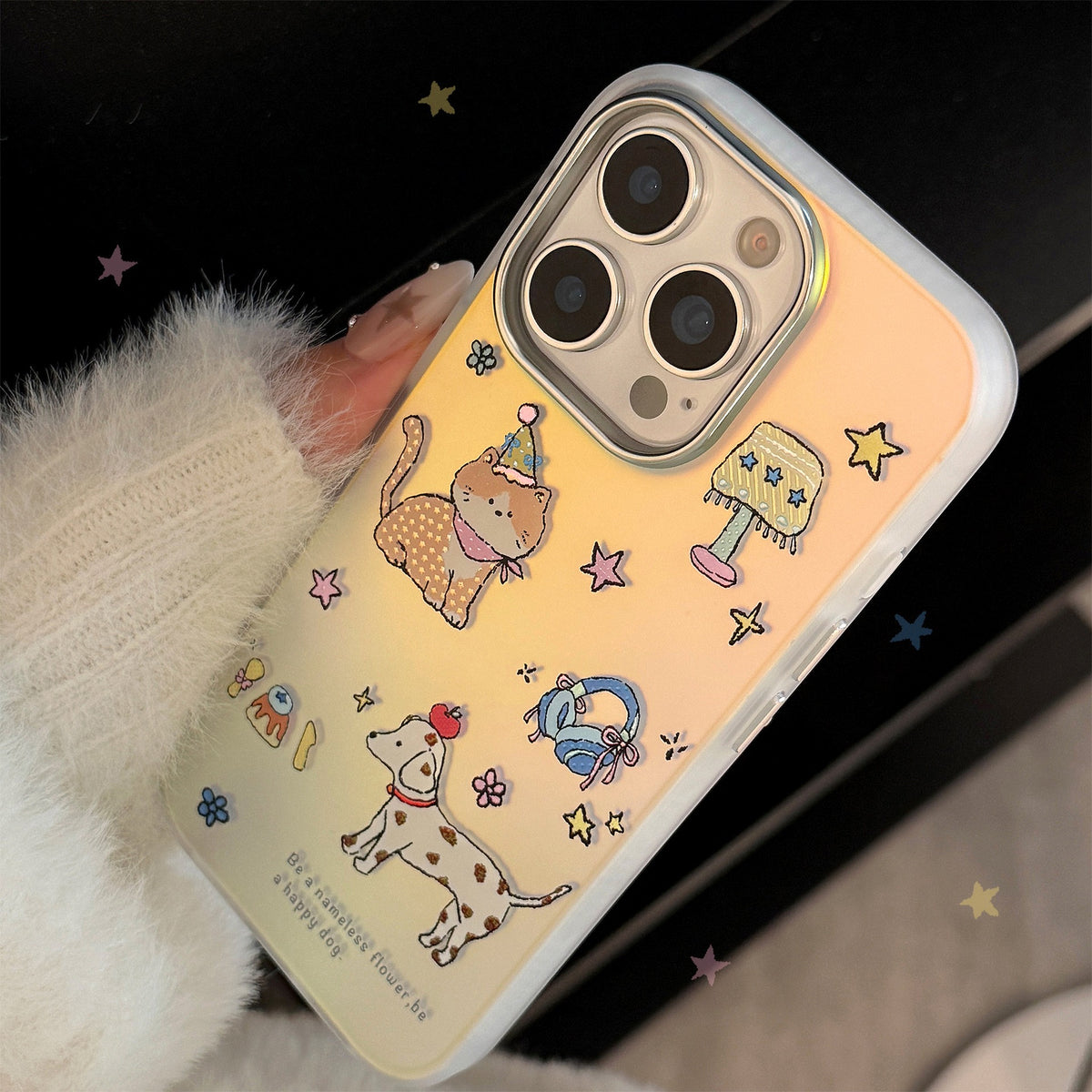 Cute Cat & Dog Iridescent Laser Case