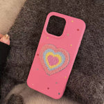 Stitched Rainbow Pink Heart Case