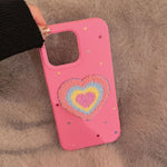Stitched Rainbow Pink Heart Case